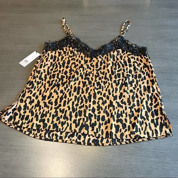BP Leopard Cami Top Black Lace Trim Sleeveless Casual Cute Size XSn‎ - Picture 7 of 9